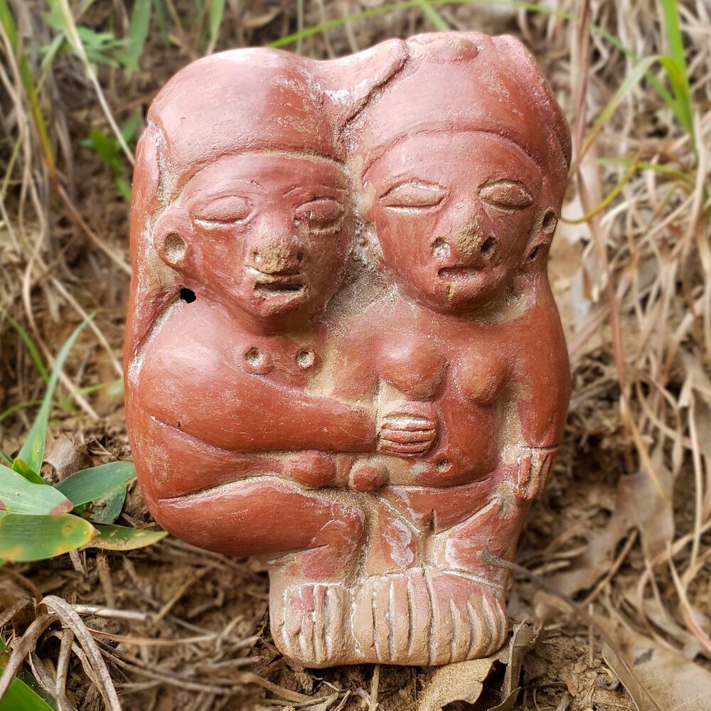 Vintage Latin American Terracotta Erotic Couple Folk Art Clay Figurine
